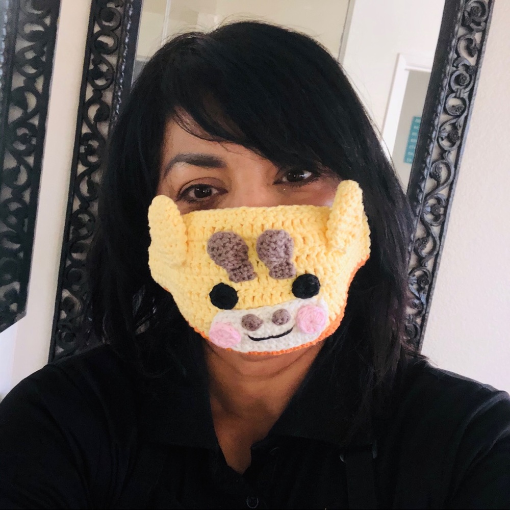 Giraffe crochet face mask